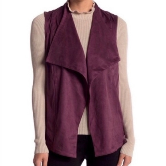 SUSINA Maroon Suede and Sherpa Open Vest Sz M - Picture 1 of 6